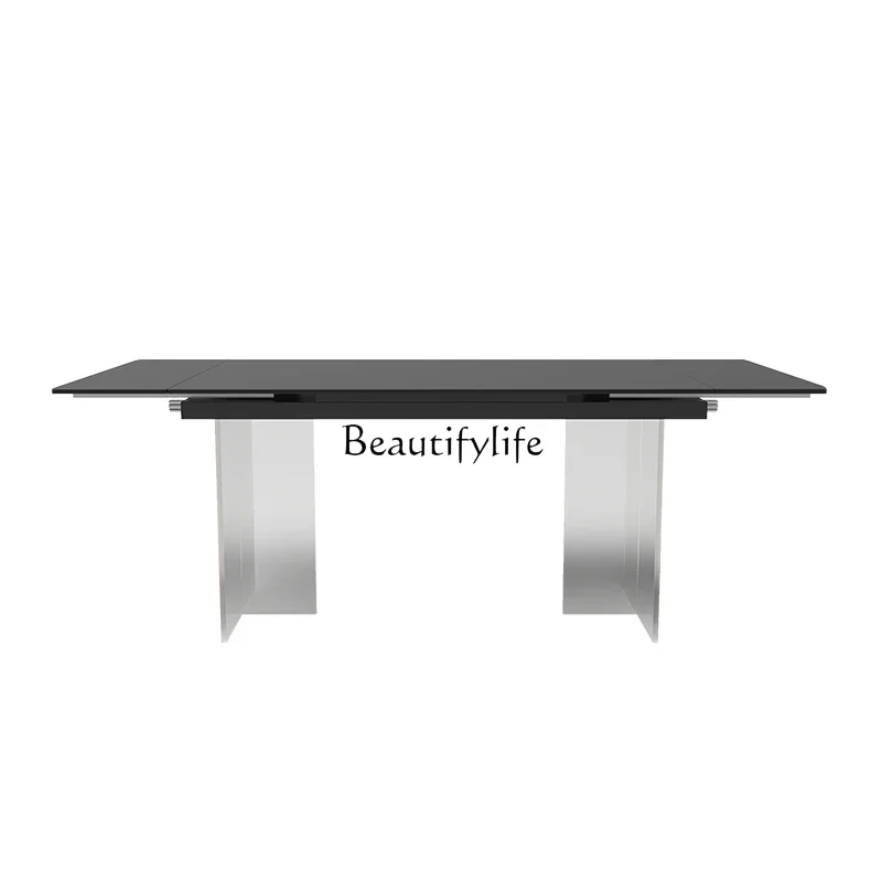 Acrylic suspension retractable rock slab dining table Modern simple foldable rectangular dining table
Acrylic suspension retractable rock slab dining table Modern simple foldable rectangular dining table