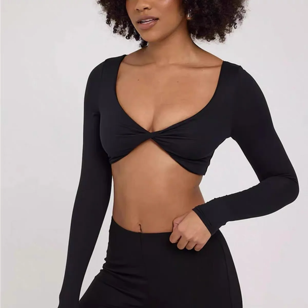 CSB Cross V Neck Twist Long Sleeve Stretchy Sexy Fitness Yoga Exercise Top Bottom T-Shirt
CSB Cross V Neck Twist Long Sleeve Stretchy Sexy Fitness Yoga Exercise Top Bottom T-Shirt