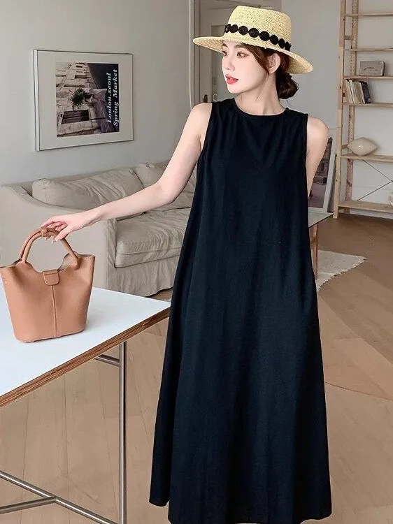 Loose Fit A-Line Dress Women's Summer Casual Hollow out Backless Sleeveless Dress Elegant Pure Color Soft Fabric
Loose Fit A-Line Dress Women's Summer Casual Hollow out Backless Sleeveless Dress Elegant Pure Color Soft Fabric