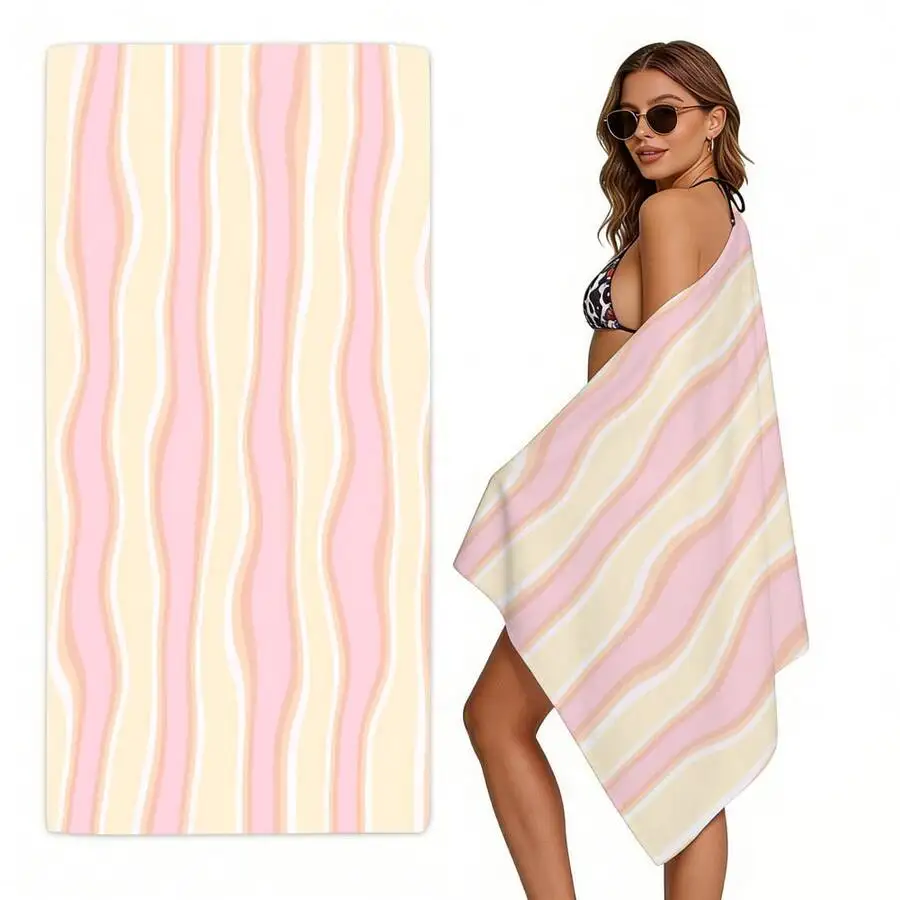 Microfiber Beach Towels Vertical Wavy Stripes In Soft Pink And Peach On A Pale Yellow Background, Pastel Abstract Art Oversized Quick Dry Sand Free Travel Towel For Beach Pool Gym Camping
Microfiber Beach Towels Vertical Wavy Stripes In Soft Pink And Peach On A Pale Yellow Background, Pastel Abstract Art Oversized Quick Dry Sand Free Travel Towel For Beach Pool Gym Camping