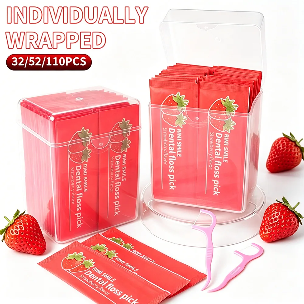 Strawberry Floss Picks Individually Wrapped, 110/52/32PCS Disposable Dental Flossers for Teeth Cleaning, Home Hotel Restaurant B
Strawberry Floss Picks Individually Wrapped, 110/52/32PCS Disposable Dental Flossers for Teeth Cleaning, Home Hotel Restaurant B