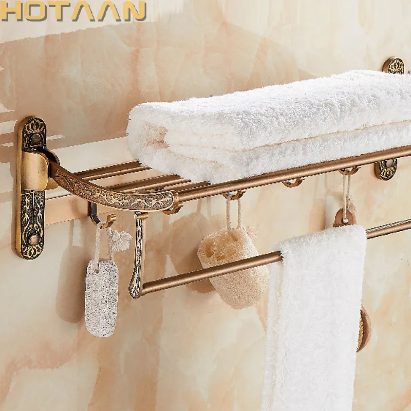 Aluminum Foldable Antique Brass Bath Towel Rack Active Bathroom Towel Holder Double Towel Shelf With Hooks Bathroom Accessories
Aluminum Foldable Antique Brass Bath Towel Rack Active Bathroom Towel Holder Double Towel Shelf With Hooks Bathroom Accessories