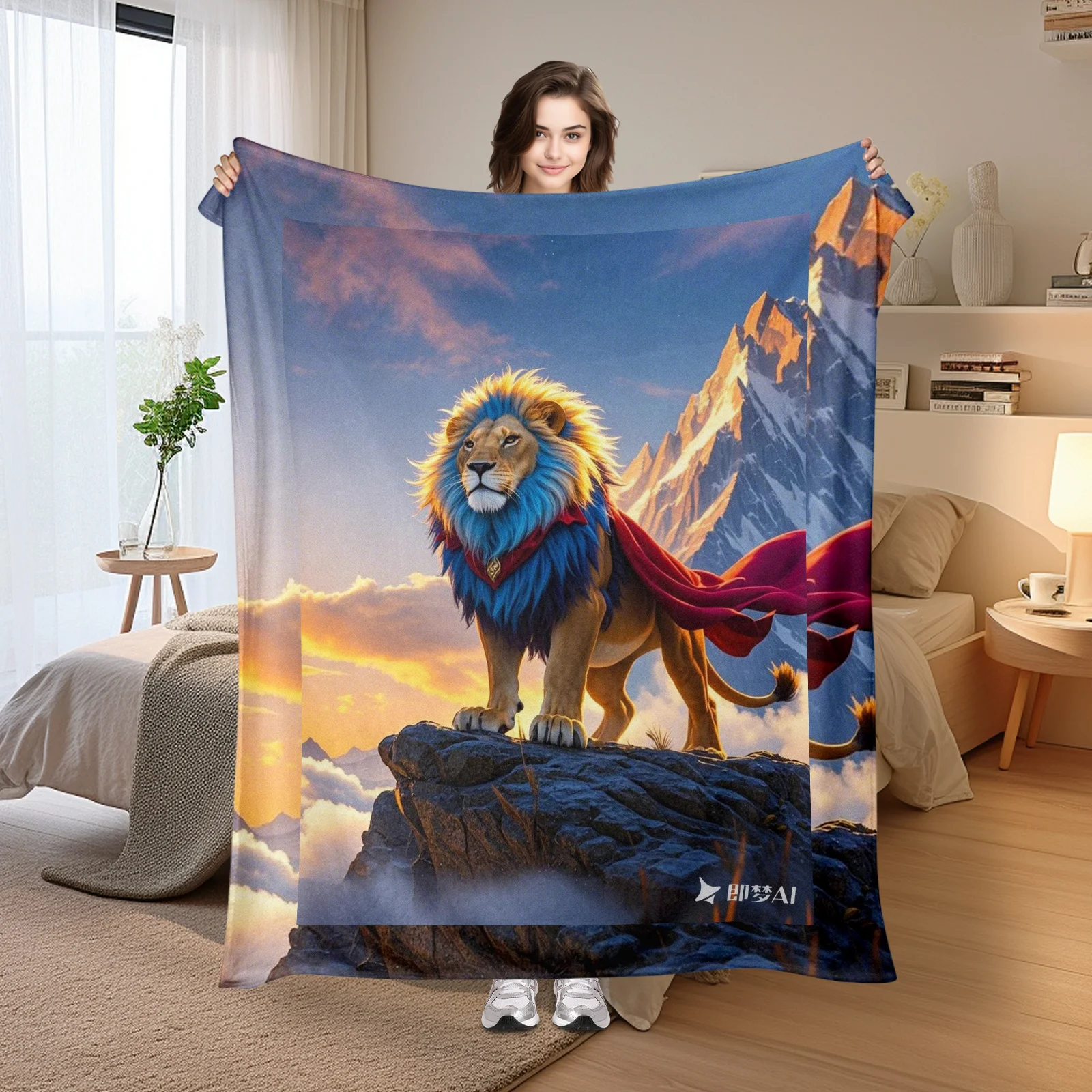 Heroic Lion With Red Cape Mountain Sunset Plush Blanket For Bold And Majestic Home Ambiance Elevation
Heroic Lion With Red Cape Mountain Sunset Plush Blanket For Bold And Majestic Home Ambiance Elevation