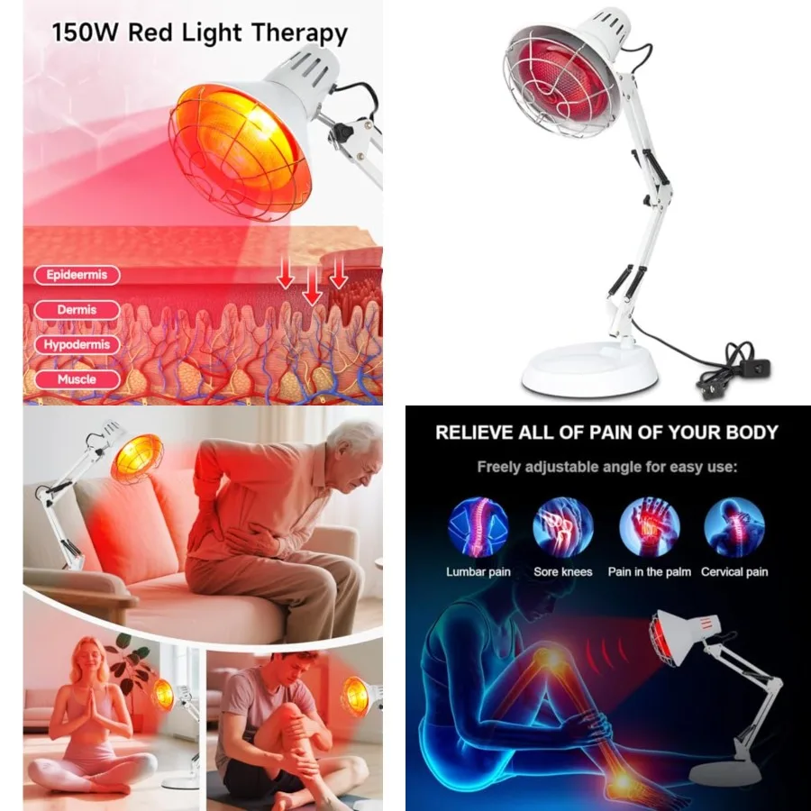 Serfory Infrared Lamp, 150W Near Infrared Light Therapy with Stand Sturdy, Adjustable Red Light Heat Lamp Intensity and Angle,
Serfory Infrared Lamp, 150W Near Infrared Light Therapy with Stand Sturdy, Adjustable Red Light Heat Lamp Intensity and Angle,