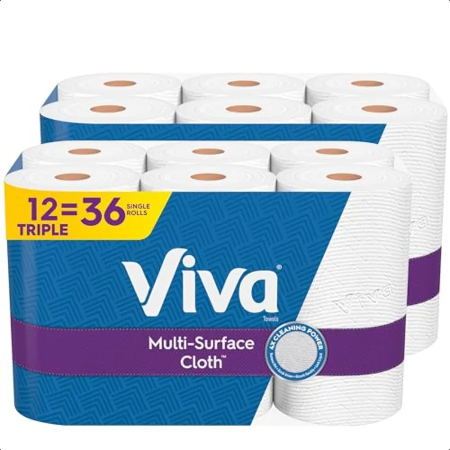 Viva MultiSurface Cloth Paper Towels 12 Triple Rolls 165 Sheets Per Roll 2 Packs of 6
Viva MultiSurface Cloth Paper Towels 12 Triple Rolls 165 Sheets Per Roll 2 Packs of 6
