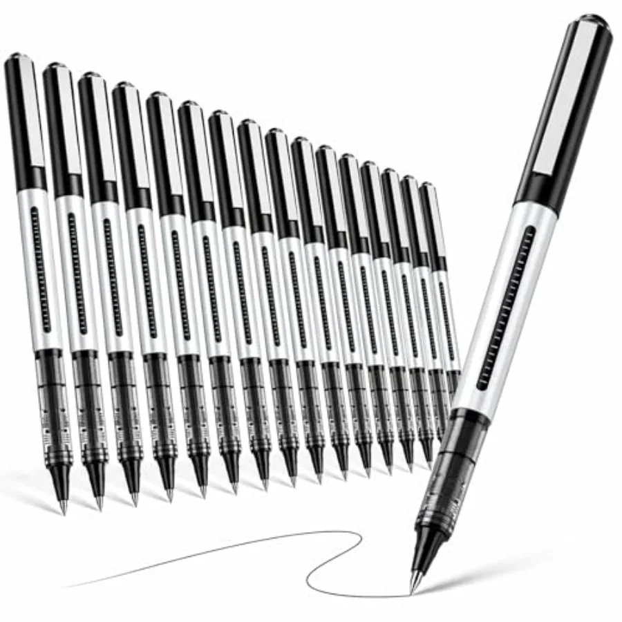 Rollerball Pens, 16 Pack Black Fine Point 0.5mm Liquid Ink Pens for Smooth Writing, Quick-Drying, Note-Taking, Signatures, Offi
Rollerball Pens, 16 Pack Black Fine Point 0.5mm Liquid Ink Pens for Smooth Writing, Quick-Drying, Note-Taking, Signatures, Offi