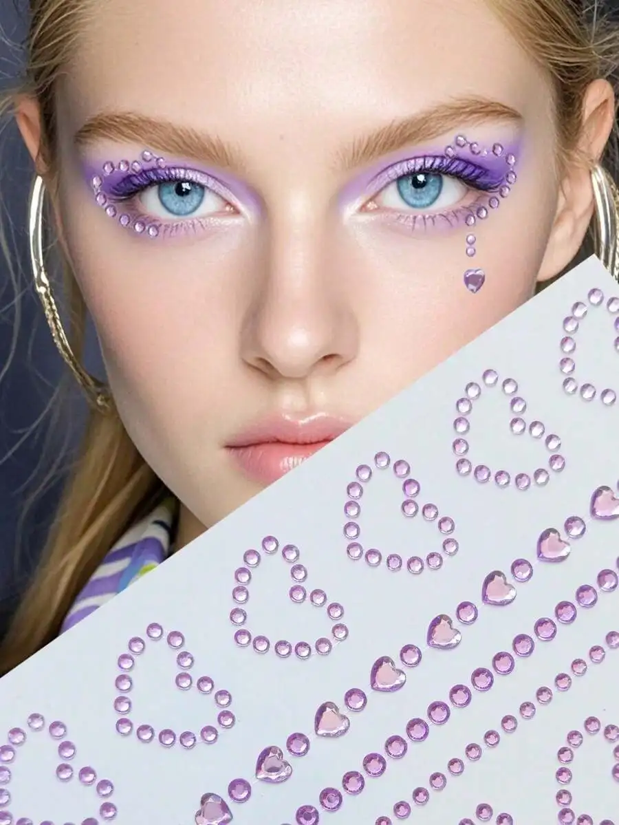 Purple Heart And Round Rhinestone Eye Decor Stickers For Festive Makeup, Party, Concert, Y2K Body Art Accessories
Purple Heart And Round Rhinestone Eye Decor Stickers For Festive Makeup, Party, Concert, Y2K Body Art Accessories