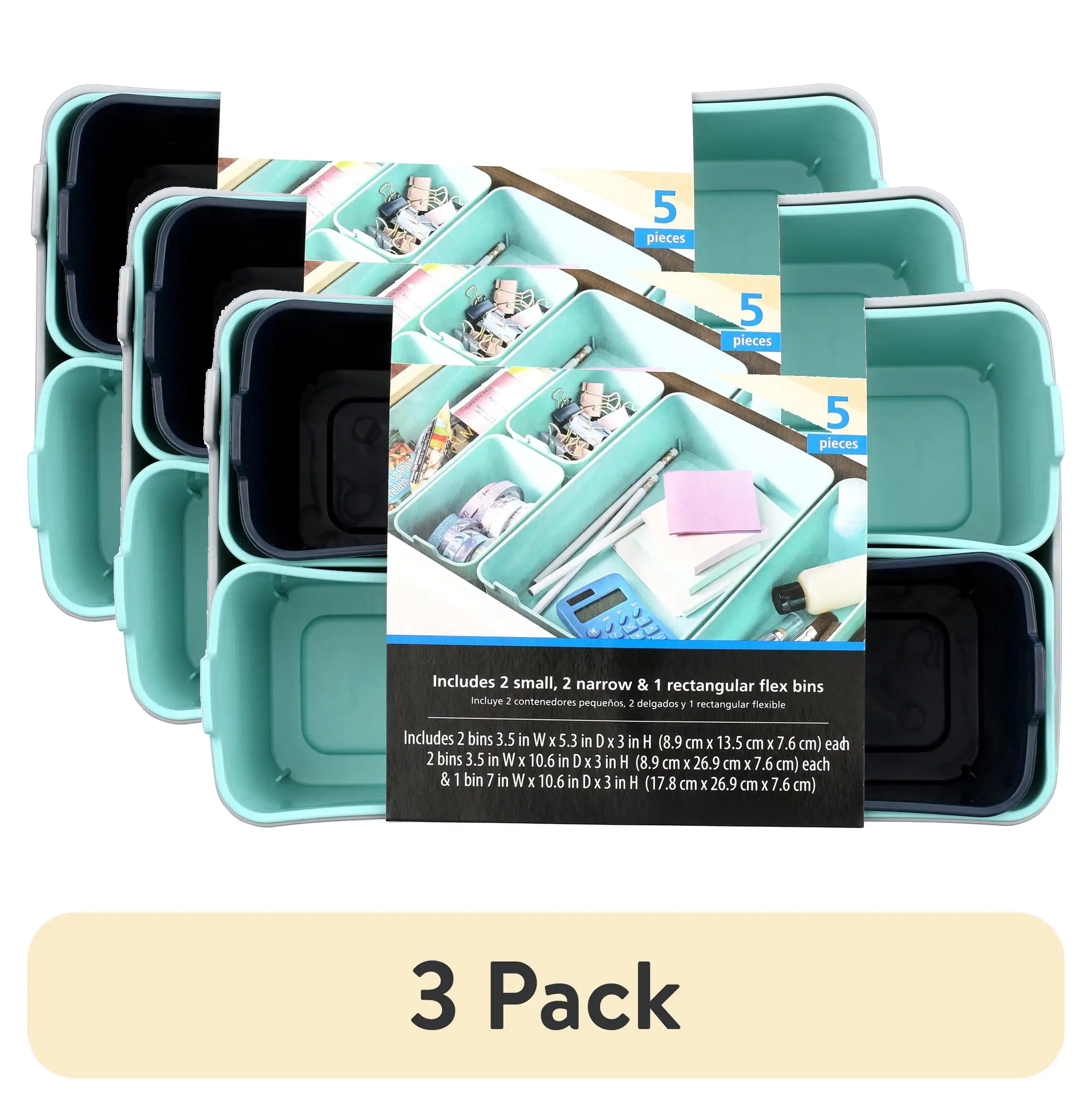 (3 pack) 5-Piece Flexible Plastic Drawer Organizer Storage Bin Set, Kitchen Drawer, Desk Drawer and
(3 pack) 5-Piece Flexible Plastic Drawer Organizer Storage Bin Set, Kitchen Drawer, Desk Drawer and