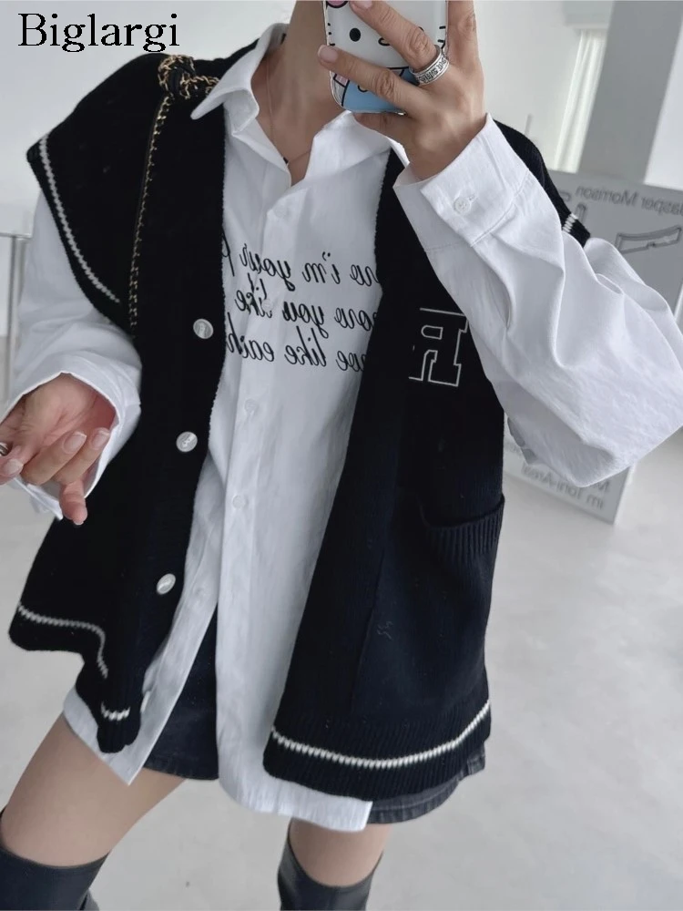 Autumn Winter Knitted SLeeveless Vests Coat Women Letter Striped Print Fashion Ladies Vests Coats Korean Loose Woman Coats
Autumn Winter Knitted SLeeveless Vests Coat Women Letter Striped Print Fashion Ladies Vests Coats Korean Loose Woman Coats
