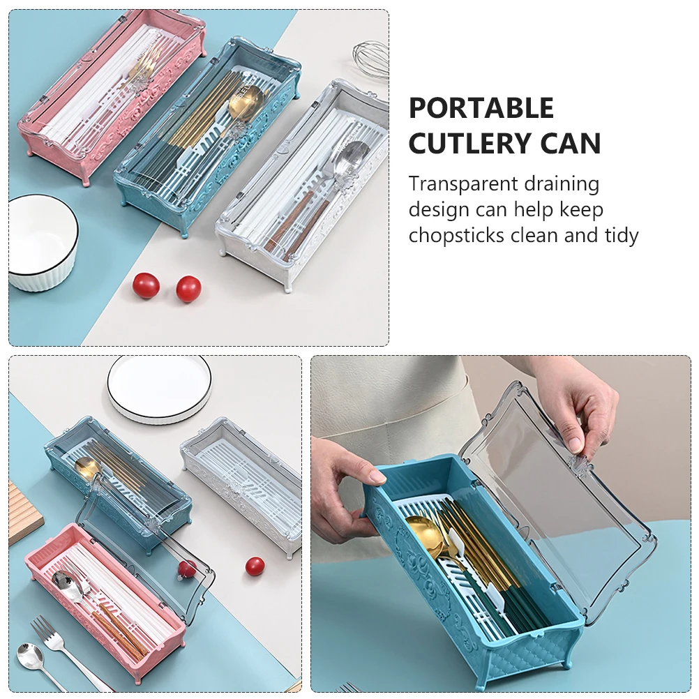 Cutlery Storage Box Eco Friendly Kitchen Utensil Organizer Transparent Draining Design Portable Container Home Hotel 
Cutlery Storage Box Eco Friendly Kitchen Utensil Organizer Transparent Draining Design Portable Container Home Hotel