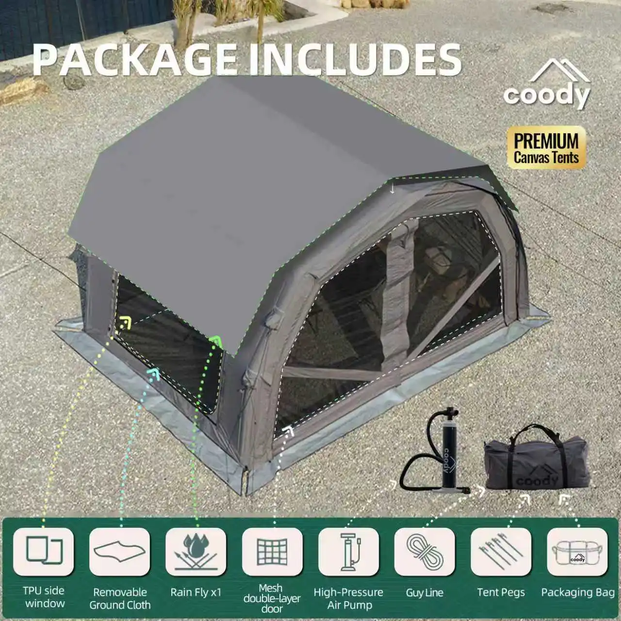 10.0 Pro Air Tent-Gray From China Quick Setup Inflatable Camping Four-Season One Bedroom Living Room Outdoor TentATV&UTV
10.0 Pro Air Tent-Gray From China Quick Setup Inflatable Camping Four-Season One Bedroom Living Room Outdoor TentATV&UTV