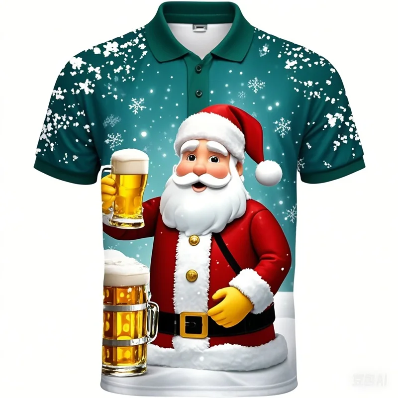 Santa Clause Beer Graphic Men's Polo Shirt All Print Short Sleeved Button Lapel Golf Shirts Fashion Funny Pattern Casual Clothes
Santa Clause Beer Graphic Men's Polo Shirt All Print Short Sleeved Button Lapel Golf Shirts Fashion Funny Pattern Casual Clothes