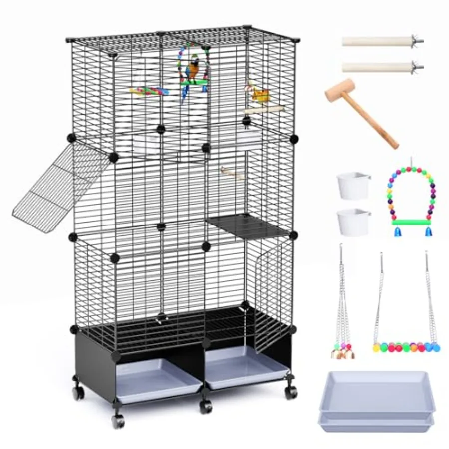 Flight Bird Cage with Wheels 46-Inch Metal Parakeet Cage with Slide-Out Trays Perches Bowls and Bird Toys Indoor Bird Cage for
Flight Bird Cage with Wheels 46-Inch Metal Parakeet Cage with Slide-Out Trays Perches Bowls and Bird Toys Indoor Bird Cage for