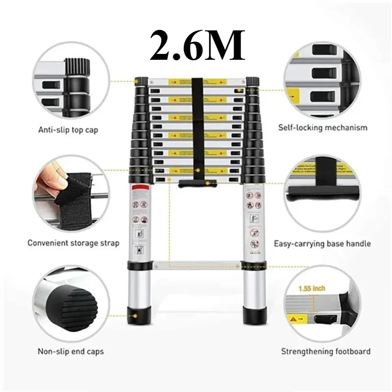 2.6m Thickened Multifunctional Telescopic Ladder Portable Home Aluminum Alloy Engineering Ladder Outdoor Lifting Bamboo Ladder
2.6m Thickened Multifunctional Telescopic Ladder Portable Home Aluminum Alloy Engineering Ladder Outdoor Lifting Bamboo Ladder