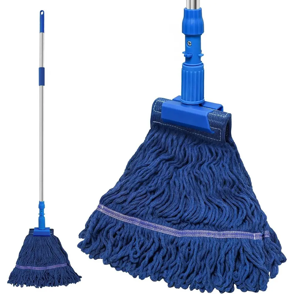 Heavy-Duty Industrial String Mop with 55 Long Handle for Wet and Dry Cleaning on Hardwood, Tile, Concrete Surfaces (Blue)
Heavy-Duty Industrial String Mop with 55 Long Handle for Wet and Dry Cleaning on Hardwood, Tile, Concrete Surfaces (Blue)