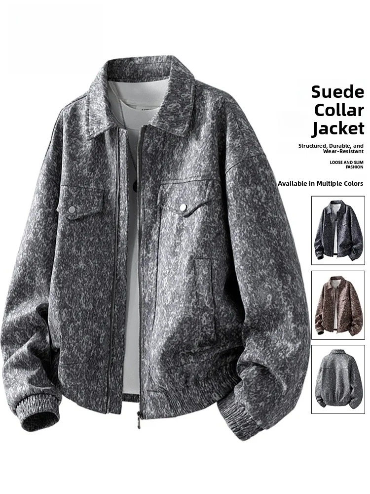 Men's Suede Collar Jaet Casual American Sle Loose Fit Large Size Top Wear Spring Autumn Trendy Brand Polyester Fiber
Men's Suede Collar Jaet Casual American Sle Loose Fit Large Size Top Wear Spring Autumn Trendy Brand Polyester Fiber