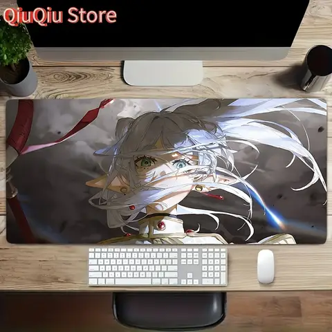1pc Cute Elf Anime Gaming Mouse Pad - Non-Slip Rubber Base, Washable, Vibrant Blue-Haired Character Design, Perfect for Office,
