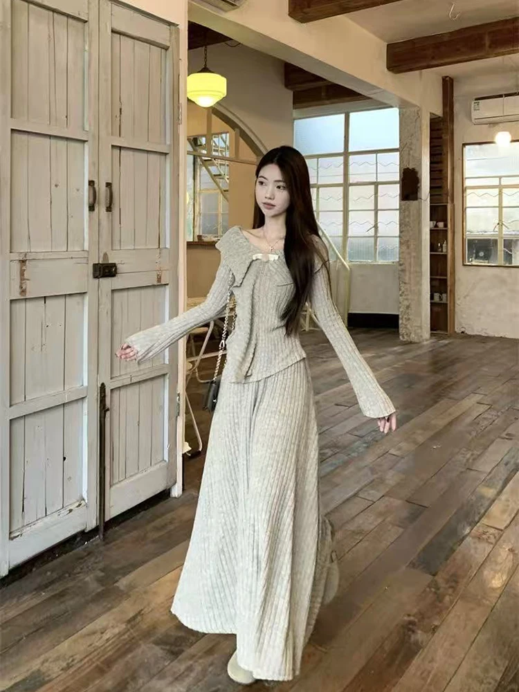 Вязаный свитер, юбки, комплект из 2 предметов для женщин, зимний нерегулярный свободный теплый пуловер, корейский корейский комплект миди с высокой талией, Mujer
Вязаный свитер, юбки, комплект из 2 предметов для женщин, зимний нерегулярный свободный теплый пуловер, корейский корейский комплект миди с высокой талией, Mujer