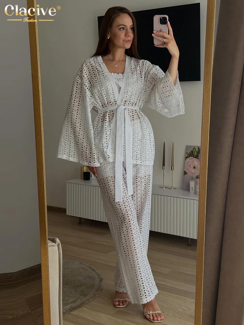 Clacive Sexy Loose White Cotton Trousers Set 2 Piece Woman 2026 Fashion Long Sleeve Shirt With High Waist Pants Set Female
Clacive Sexy Loose White Cotton Trousers Set 2 Piece Woman 2026 Fashion Long Sleeve Shirt With High Waist Pants Set Female