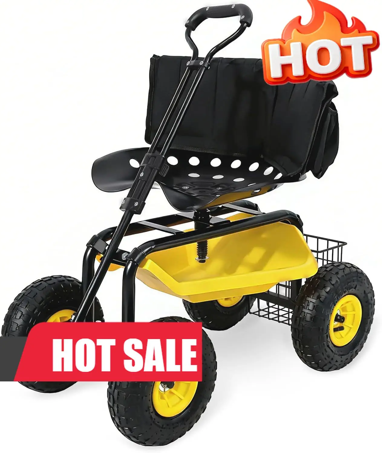 Garden Cart Rolling Workseat with Backsupport & 360° Swivel Seat, Heavy Duty Garden Scooter with Adjustable Height, Tool Tray, A
Garden Cart Rolling Workseat with Backsupport & 360° Swivel Seat, Heavy Duty Garden Scooter with Adjustable Height, Tool Tray, A