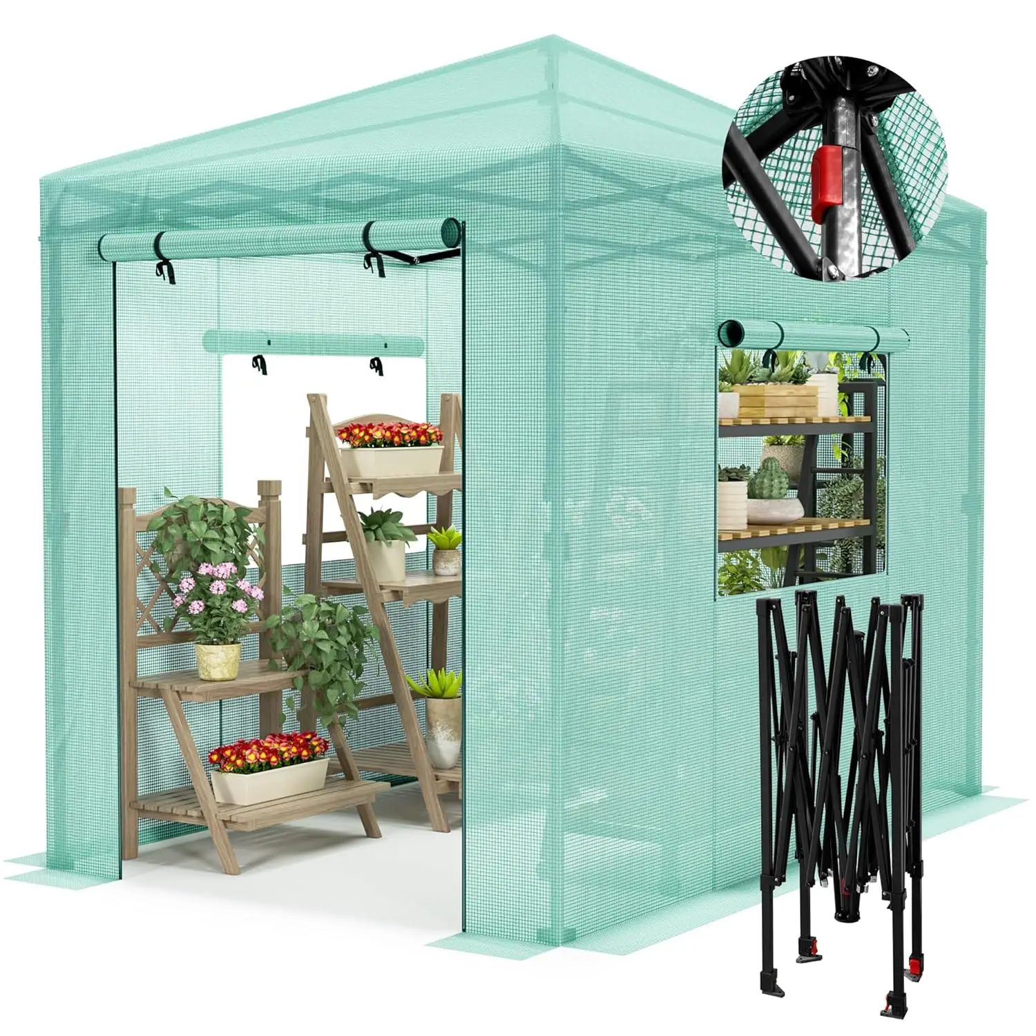 Walk-in Greenhouse, Instant Pop Up Green House for Outdoors with Zippered Door and 2 Roll-up Windows, PE Cover, Customized
Walk-in Greenhouse, Instant Pop Up Green House for Outdoors with Zippered Door and 2 Roll-up Windows, PE Cover, Customized