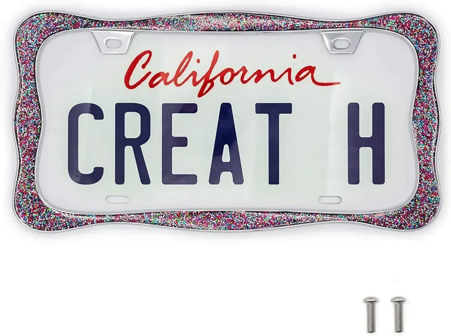 creathome 3D Shining License Plate Frame, Chrome with Mix Shining Colorful Chunky Gliter, Pure Zinc Alloy Metal
creathome 3D Shining License Plate Frame, Chrome with Mix Shining Colorful Chunky Gliter, Pure Zinc Alloy Metal