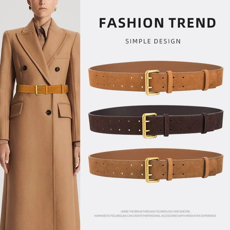 New Trendy Double Needle Suede Wide Belt for Women, Paired with Dress Coat Fashionable Design Decorations Women's Waistbands
New Trendy Double Needle Suede Wide Belt for Women, Paired with Dress Coat Fashionable Design Decorations Women's Waistbands