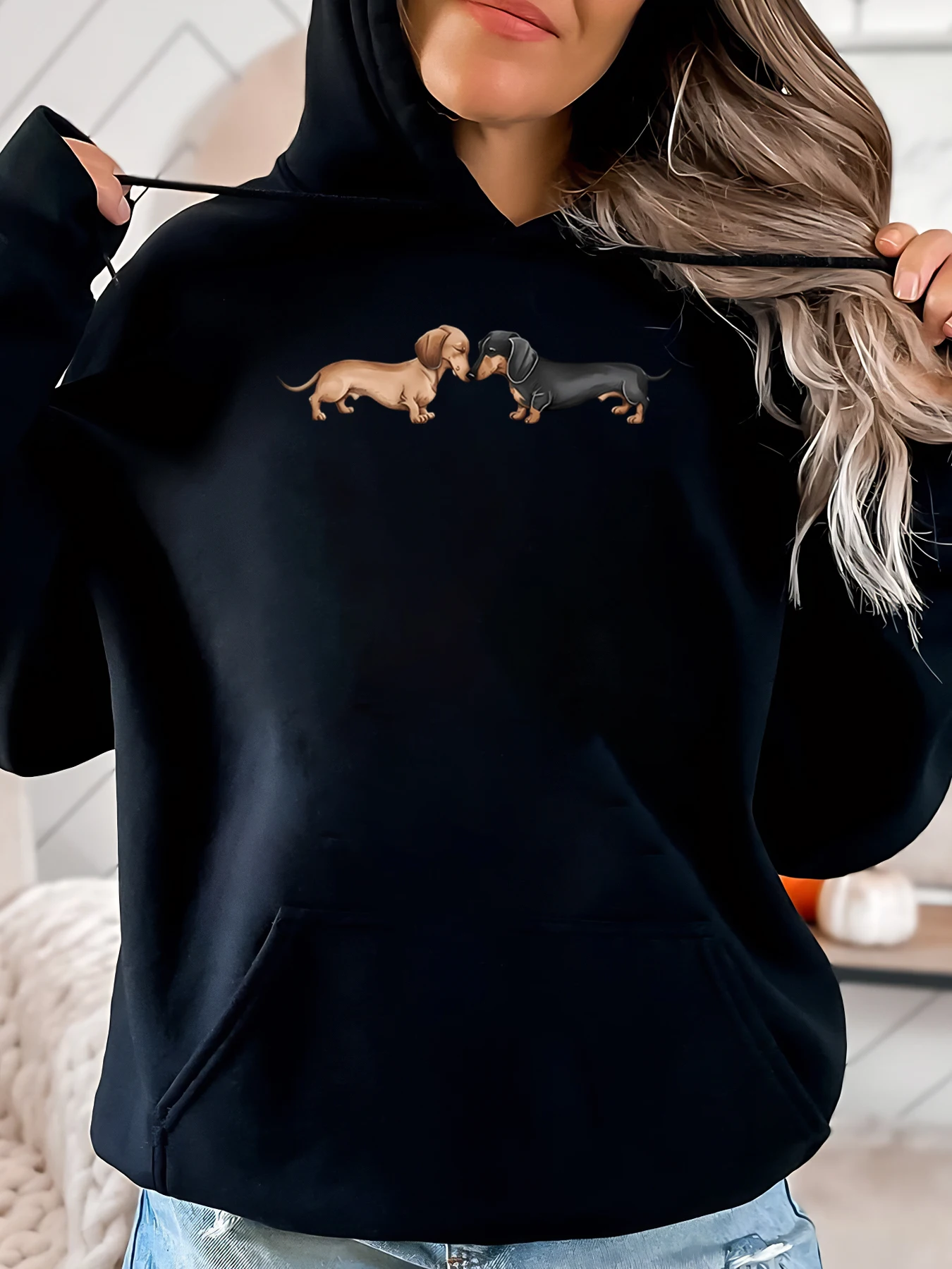 Толстовка с капюшоном на Хэллоуин с принтом собаки таксы, женская повседневная одежда, черная, больших размеров
Толстовка с капюшоном на Хэллоуин с принтом собаки таксы, женская повседневная одежда, черная, больших размеров