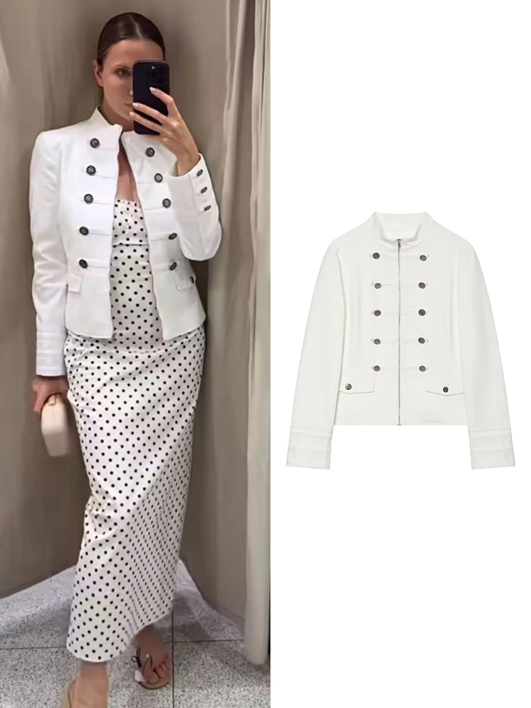 TFMLN 2026 Spring Fashion Short Jacket For Women Elegant Zipper Coat Casual Ladies Retro White Stand Collar Coats Tops New
TFMLN 2026 Spring Fashion Short Jacket For Women Elegant Zipper Coat Casual Ladies Retro White Stand Collar Coats Tops New