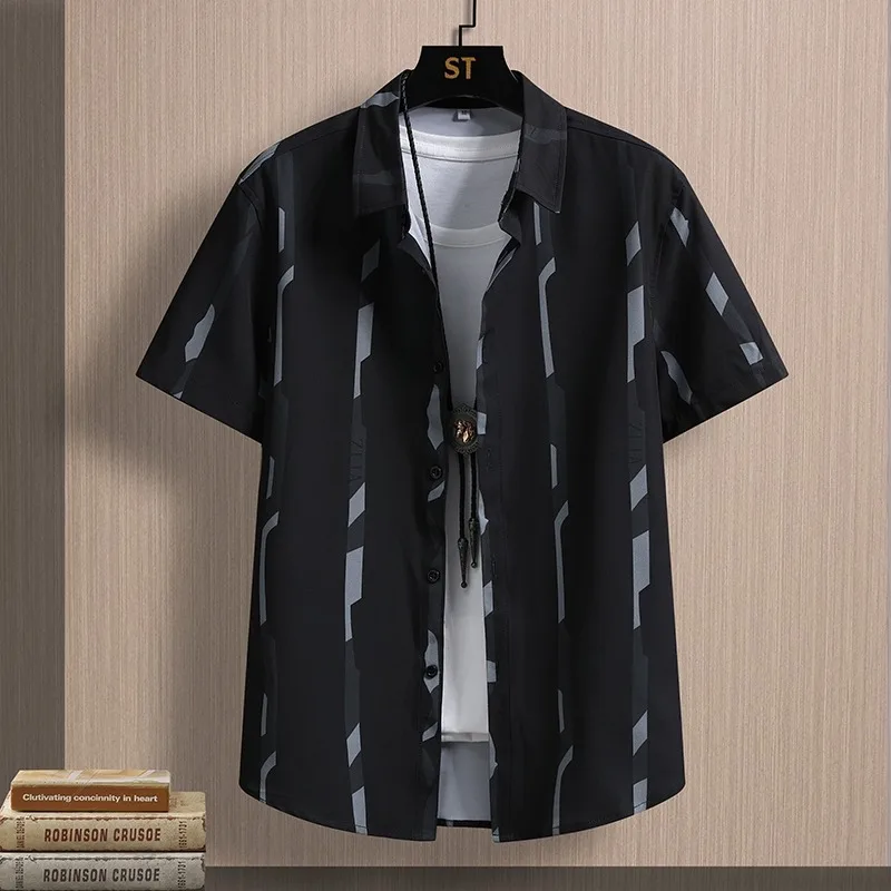 Summer Striped Men Shirts Short Sleeve Ice Silk Business Casual Thin Breathable Blouse Men Clothing Youth Style
Summer Striped Men Shirts Short Sleeve Ice Silk Business Casual Thin Breathable Blouse Men Clothing Youth Style