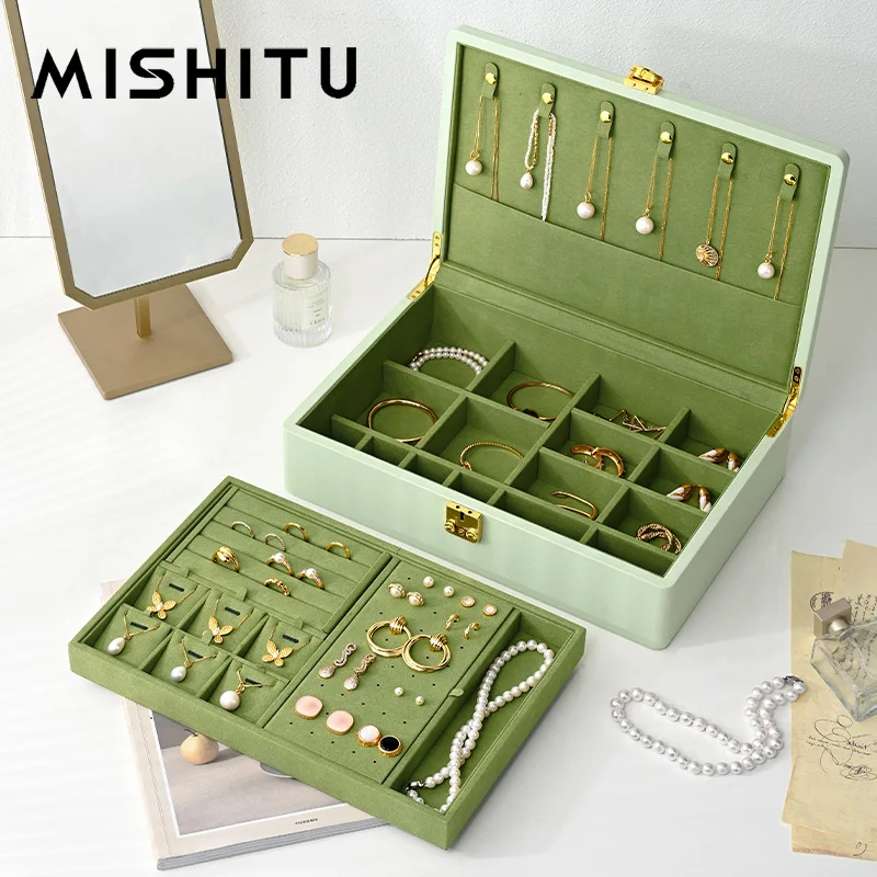 MISHITU Leather Jewelry Organizer Box Jewelry Display Box Exquisite Lock Gold Jewelry Multifunctional Ring Necklace Storage Box
MISHITU Leather Jewelry Organizer Box Jewelry Display Box Exquisite Lock Gold Jewelry Multifunctional Ring Necklace Storage Box