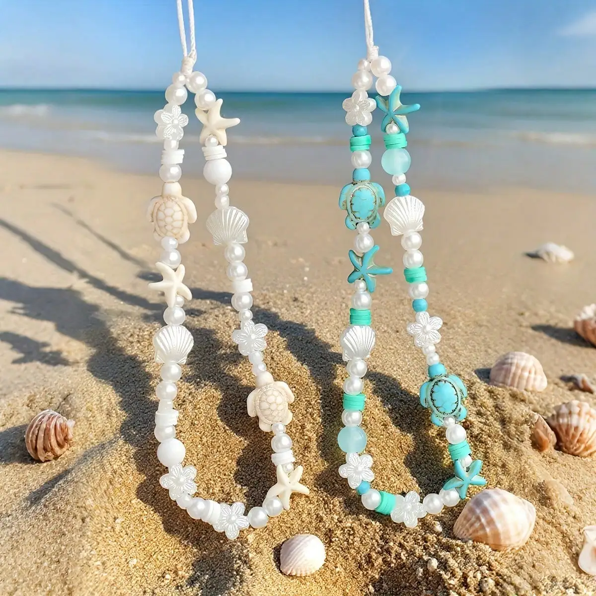 Summer Ocean Life Style Starfish, Sea Turtle, Faux Pearl, Seashell, Flower Beaded Soft Clay Chain Phone Lanyard, Travel Holiday Accessory Pendant
Summer Ocean Life Style Starfish, Sea Turtle, Faux Pearl, Seashell, Flower Beaded Soft Clay Chain Phone Lanyard, Travel Holiday Accessory Pendant