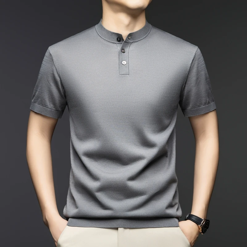 Top Quality Lyocell Men Clothes 2025 Summer Henry Collar Knit Tees Male Mulberry Silk Thin Breathable Knitwear Short Sleeved
Top Quality Lyocell Men Clothes 2025 Summer Henry Collar Knit Tees Male Mulberry Silk Thin Breathable Knitwear Short Sleeved