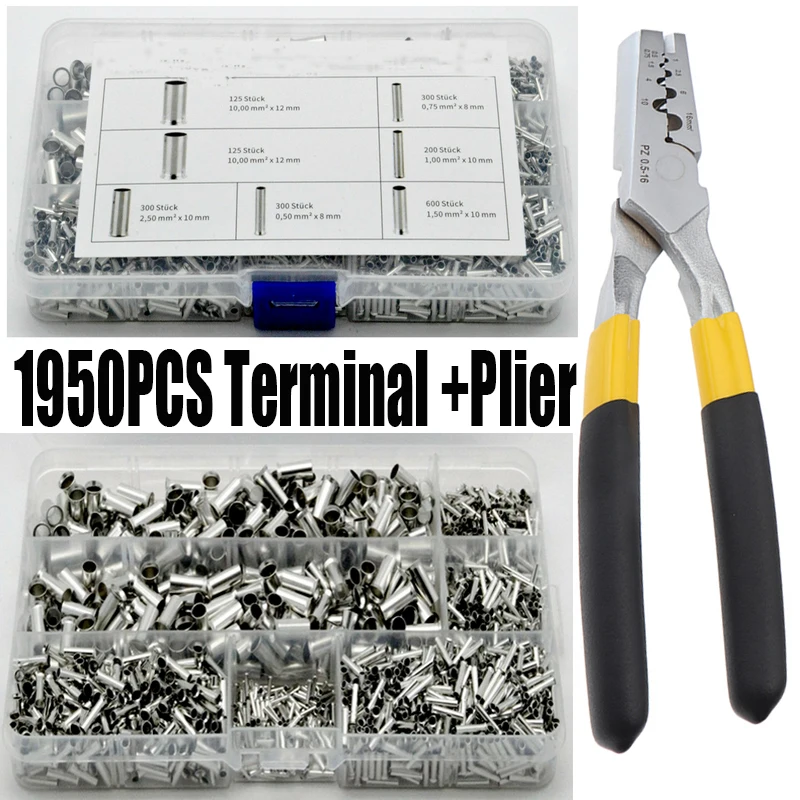 1950pcs Tube Terminal Wire End Ferrules Crimp Sleeves 0.5-10 mm² Wire Connector Terminal+1pcs Tube Terminal Cold Pressing Pliers
1950pcs Tube Terminal Wire End Ferrules Crimp Sleeves 0.5-10 mm² Wire Connector Terminal+1pcs Tube Terminal Cold Pressing Pliers