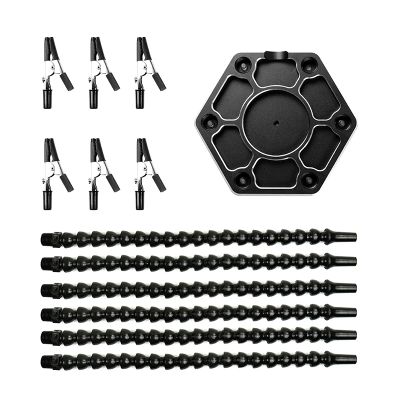 Soldering Station with Six Flexible Arms Metal Base Soldering Tool Aluminum Base
Soldering Station with Six Flexible Arms Metal Base Soldering Tool Aluminum Base