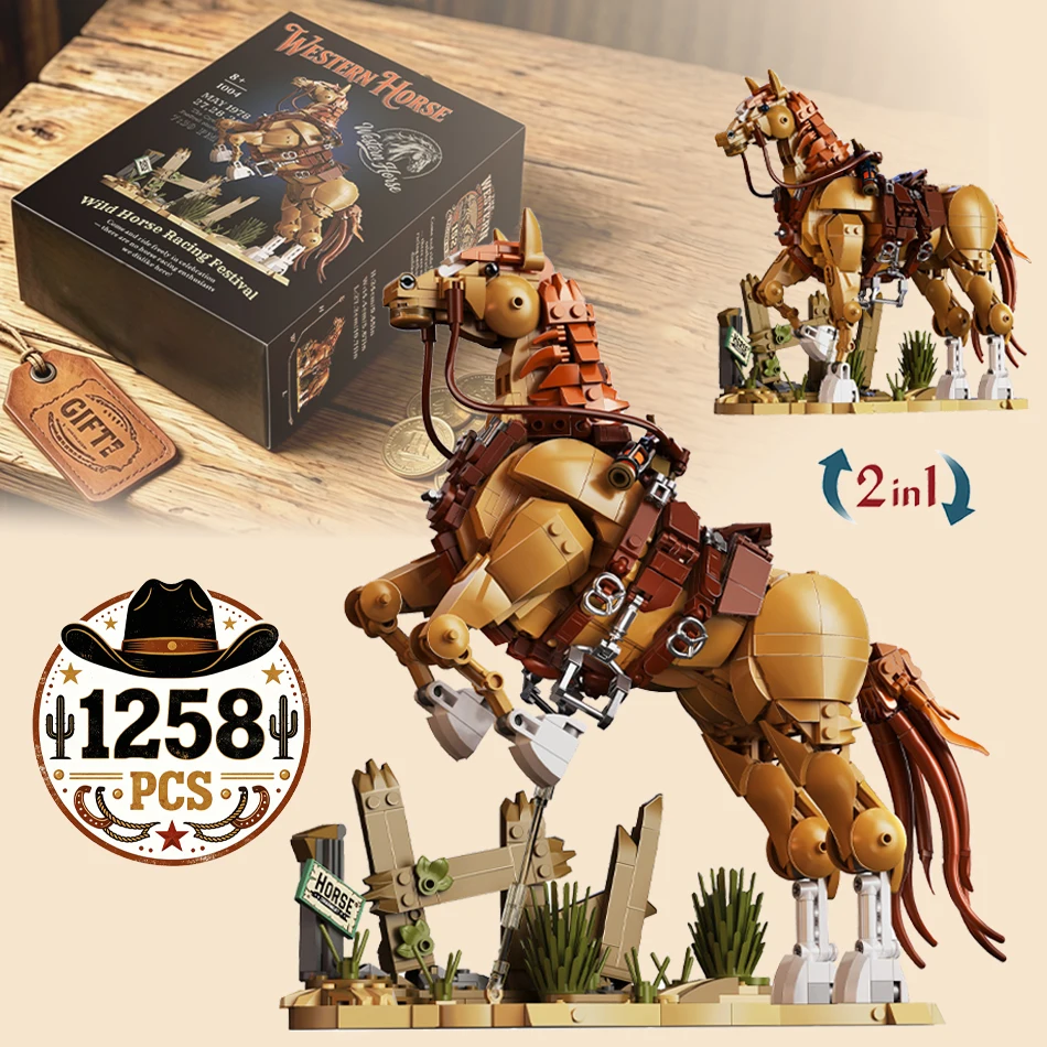 2 Forms American Western Cowboy Horse Building Blocks MOC City West Wild Horse Racing Festival Assembly Bricks Toys Adults Gifts
2 Forms American Western Cowboy Horse Building Blocks MOC City West Wild Horse Racing Festival Assembly Bricks Toys Adults Gifts