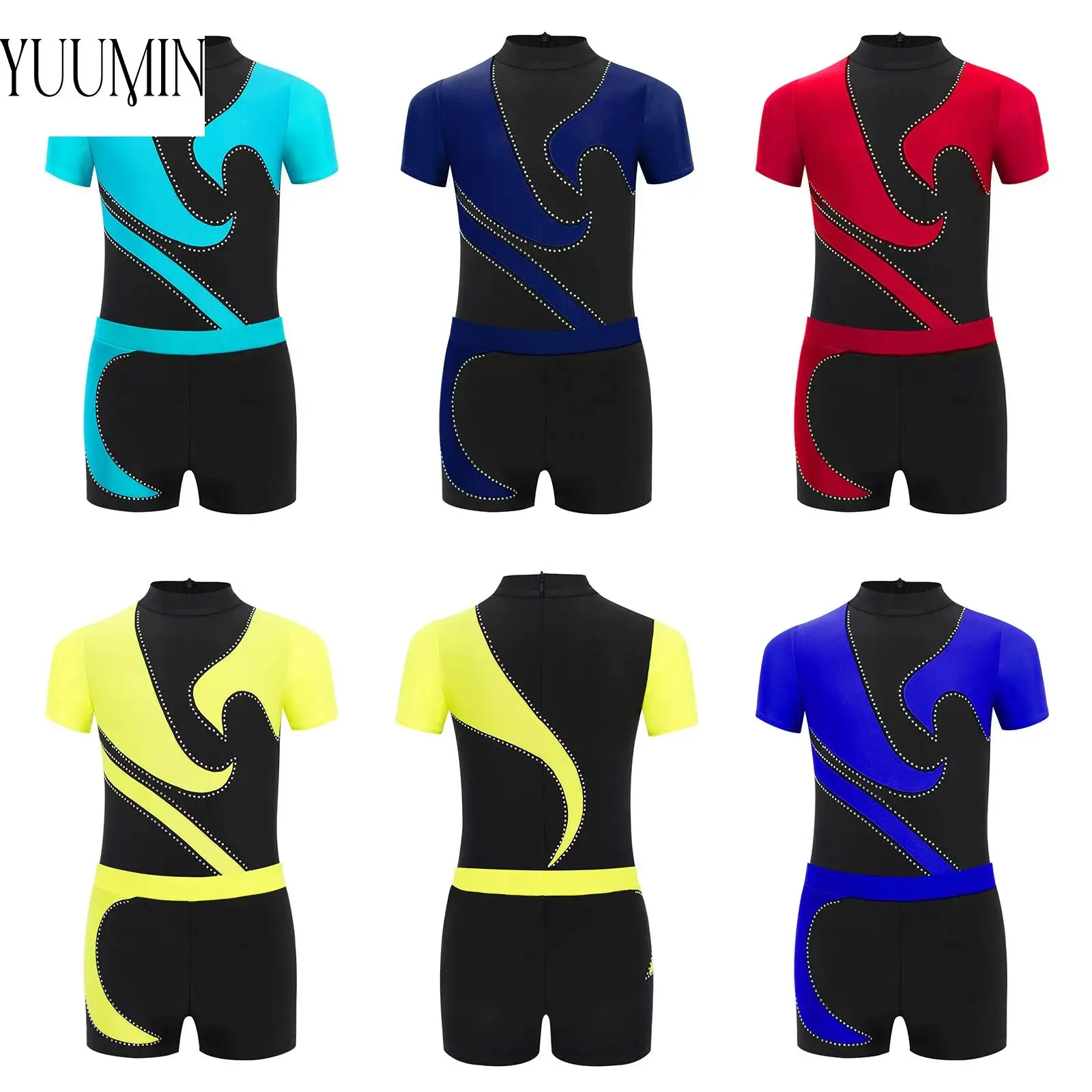 Figure Skating Gymnastics Outfits for Kids Boys Color Block Short Sleeve Leotard+Shorts for Performance Professional Competition
Figure Skating Gymnastics Outfits for Kids Boys Color Block Short Sleeve Leotard+Shorts for Performance Professional Competition