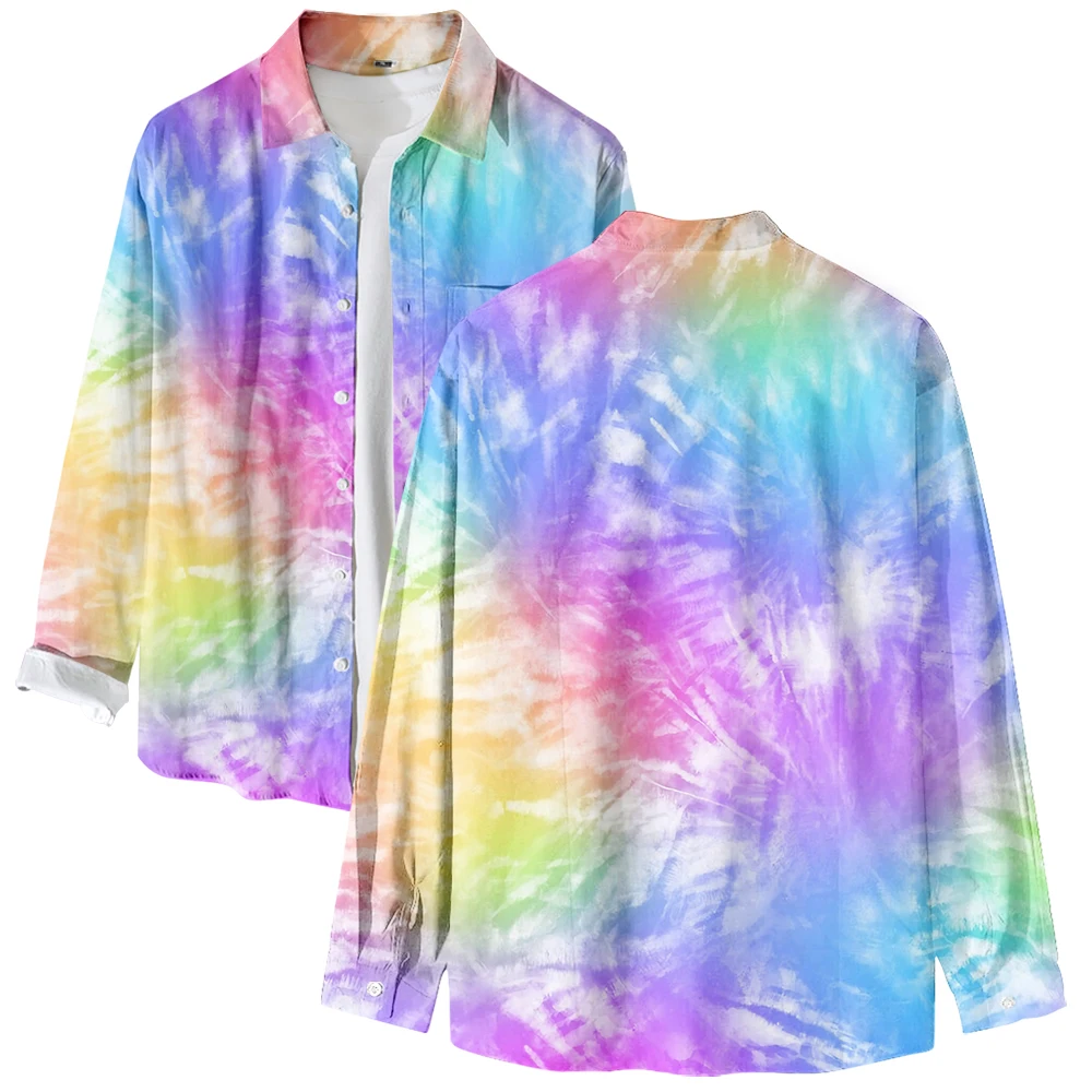 Рубашки с длинными рукавами и 3D-принтами Tie Dye Design, рубашка с v-образным вырезом и отложным воротником на пуговицах, топы в повседневном стиле
Рубашки с длинными рукавами и 3D-принтами Tie Dye Design, рубашка с v-образным вырезом и отложным воротником на пуговицах, топы в повседневном стиле