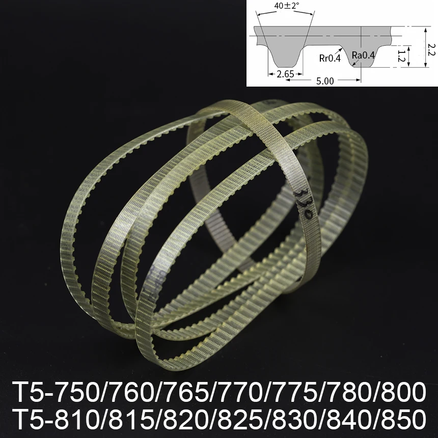 T5-750/760/765/770/775/780/800/810/815/820/825/830/840/850 5mm Pitch T5 PU Steel Wire Trapezoidal Cogged Synchronous Timing Belt
T5-750/760/765/770/775/780/800/810/815/820/825/830/840/850 5mm Pitch T5 PU Steel Wire Trapezoidal Cogged Synchronous Timing Belt