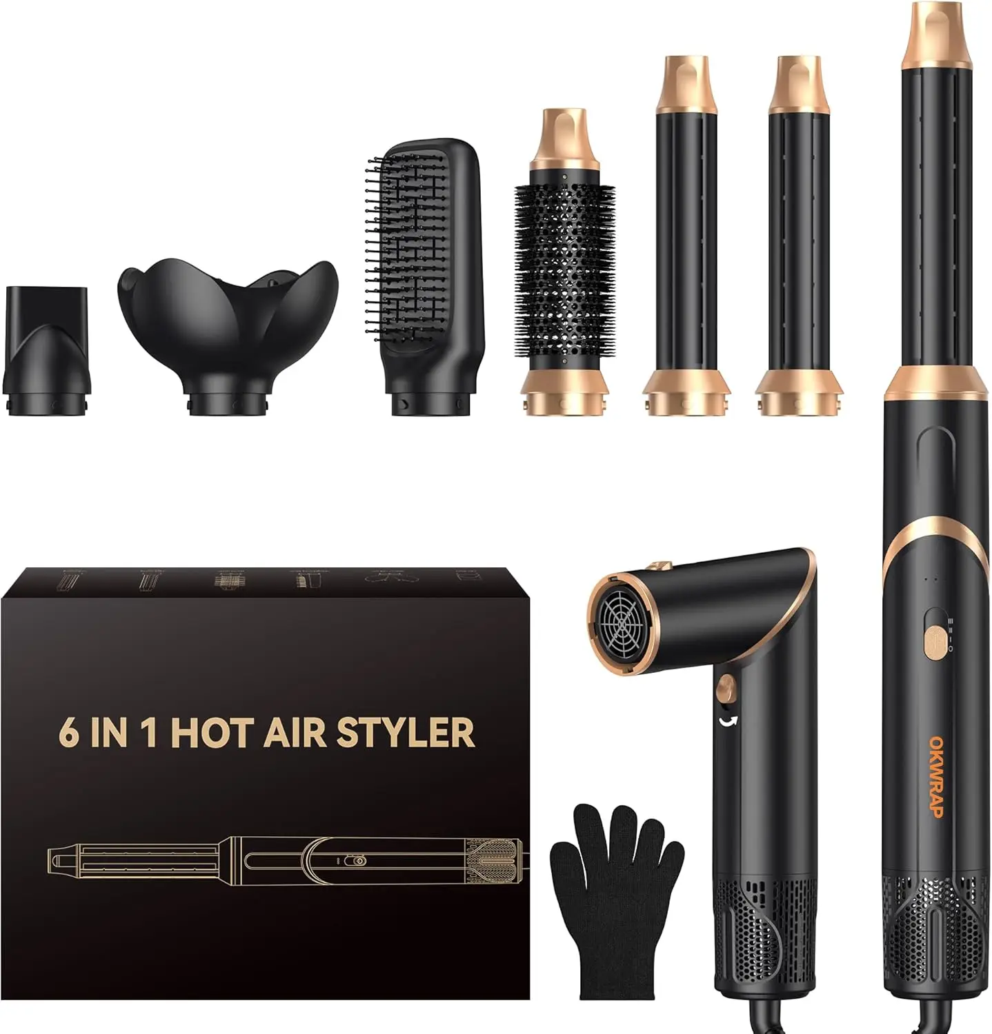 6-in-1 Foldable Hair Dryer Brush with Air Styler Curler, Detachable Hot Air Brush for Volumizing, Straightening & Curling
6-in-1 Foldable Hair Dryer Brush with Air Styler Curler, Detachable Hot Air Brush for Volumizing, Straightening & Curling