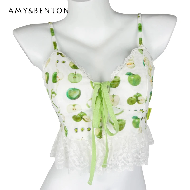 Autumn New Fruit Print Lace-up Women's Sling Vest Japanese Original Design Sweet Cute Versatile Age-Reducing Camisole Ladies
Autumn New Fruit Print Lace-up Women's Sling Vest Japanese Original Design Sweet Cute Versatile Age-Reducing Camisole Ladies