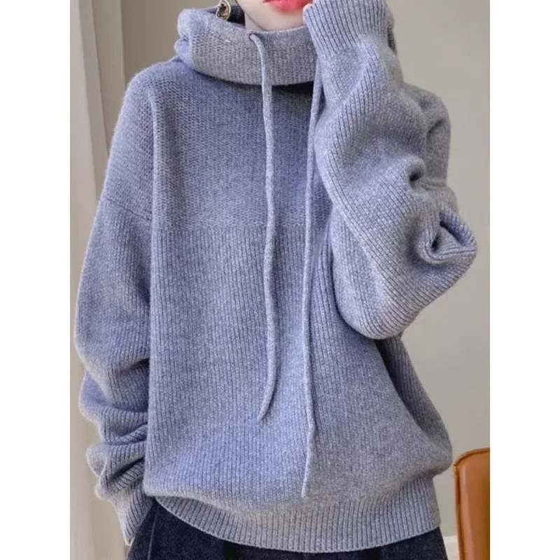 Wool Sweater Women's Hooded Thick Loose Long Sleeved Knitted Sweaters 2024 Spring New
Wool Sweater Women's Hooded Thick Loose Long Sleeved Knitted Sweaters 2024 Spring New