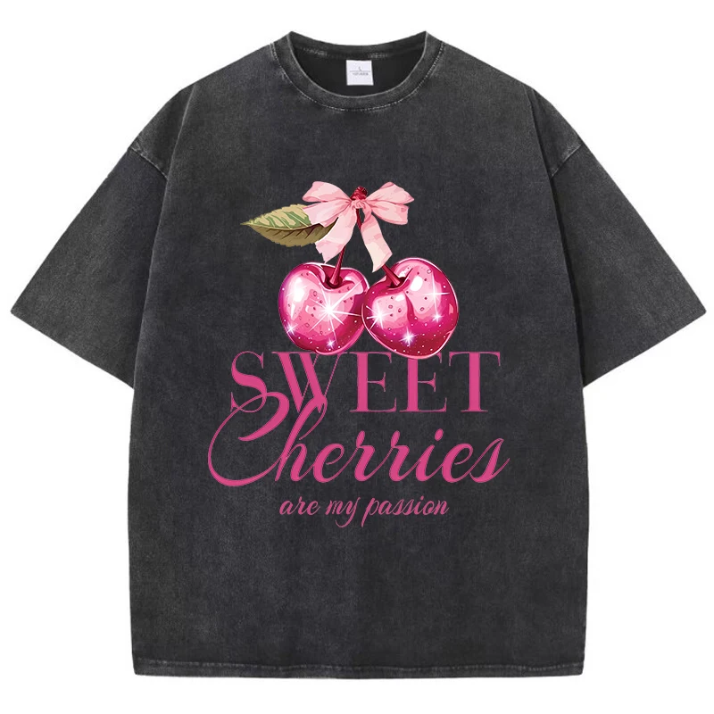 Sweet Cherry Printed Washed T-Shirts Women Cotton Oversize Tops Comfortable Distressed O-Neck T Shirts Summer Womans Clothes
Sweet Cherry Printed Washed T-Shirts Women Cotton Oversize Tops Comfortable Distressed O-Neck T Shirts Summer Womans Clothes