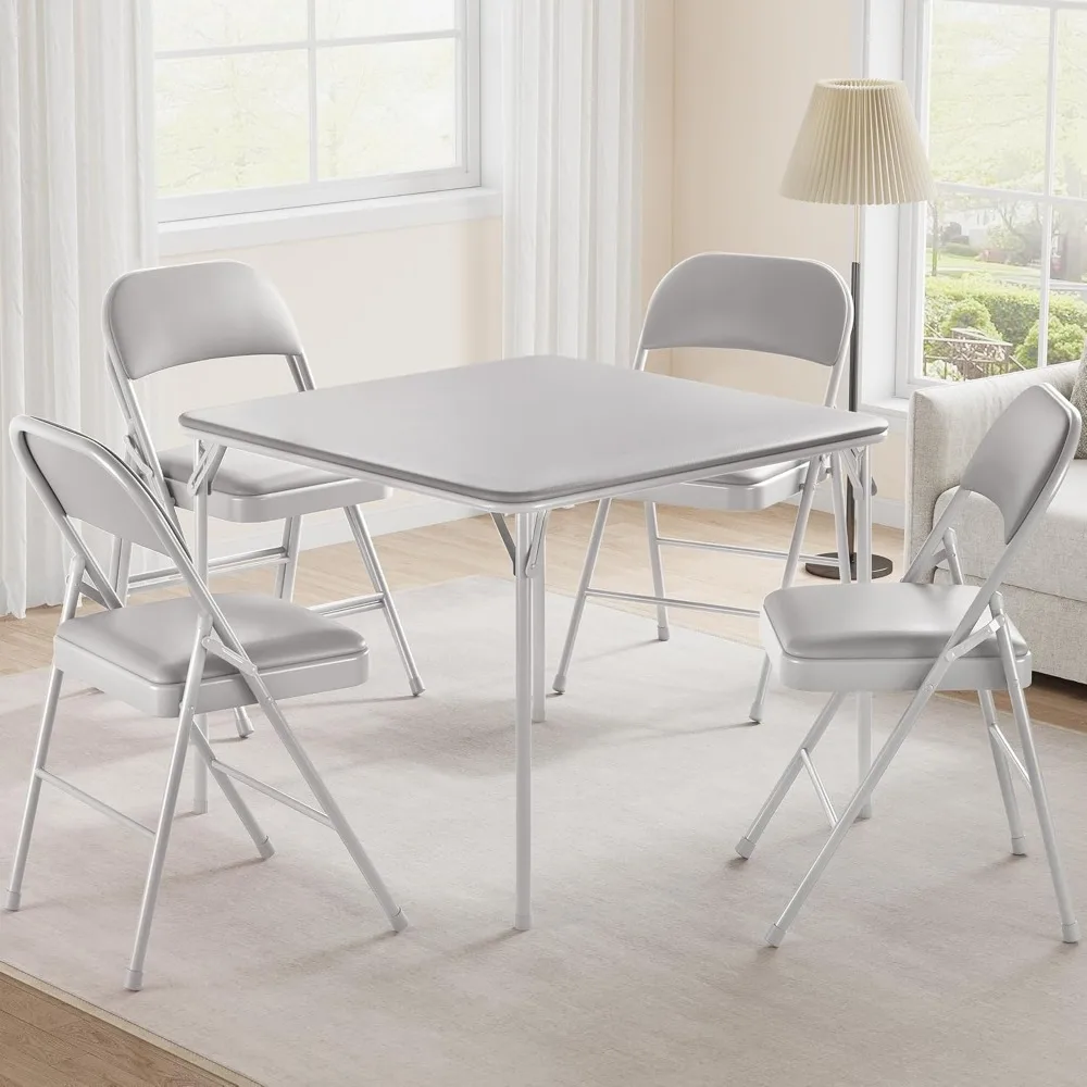 Folding Portable Card Table and Foldable Chair Set of 5, Pu Upholstered Foldable Chairs and Table With Metal Frame, Folding Tabl
Folding Portable Card Table and Foldable Chair Set of 5, Pu Upholstered Foldable Chairs and Table With Metal Frame, Folding Tabl