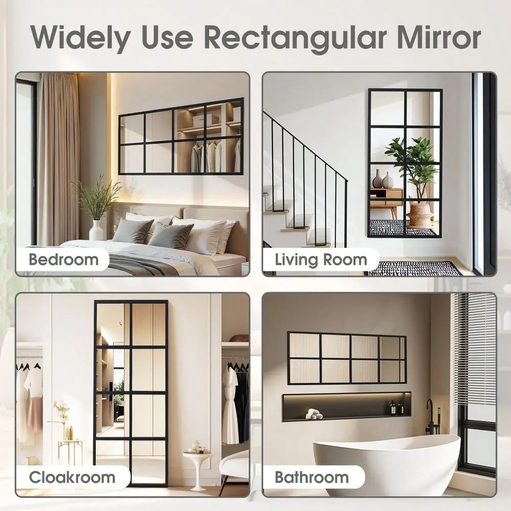 Mirror, Rectangular Window Pane Full Length Mirror, Metal Framed Wall Mounted Mirror Hanging Or Leaning For Living Room, Entryw
Mirror, Rectangular Window Pane Full Length Mirror, Metal Framed Wall Mounted Mirror Hanging Or Leaning For Living Room, Entryw