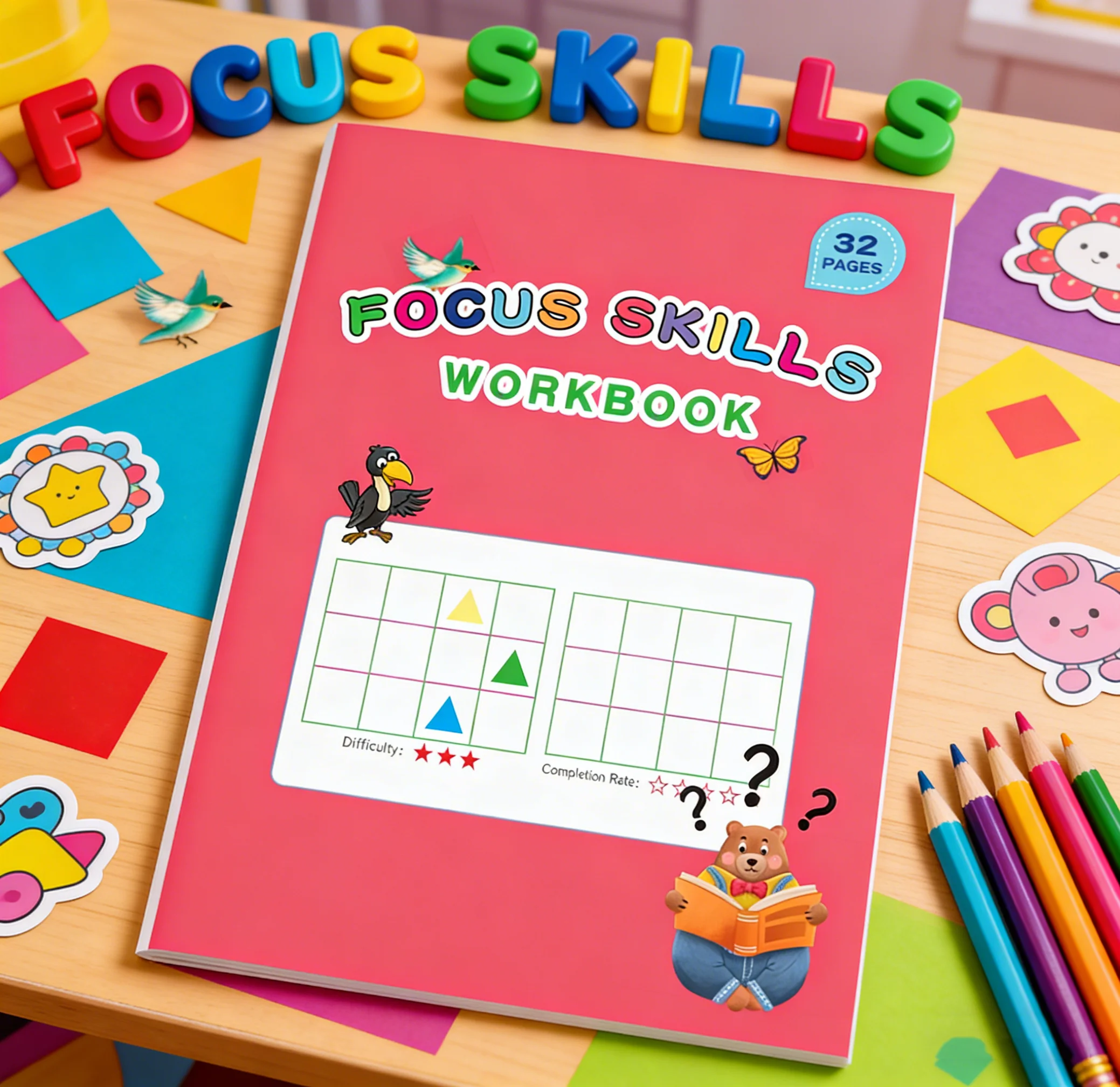 Focus Skills Workbook for Kids,32 Pages Visual Attention Exercises,Preschool Early Learning Material to Boost Concentration
Focus Skills Workbook for Kids,32 Pages Visual Attention Exercises,Preschool Early Learning Material to Boost Concentration