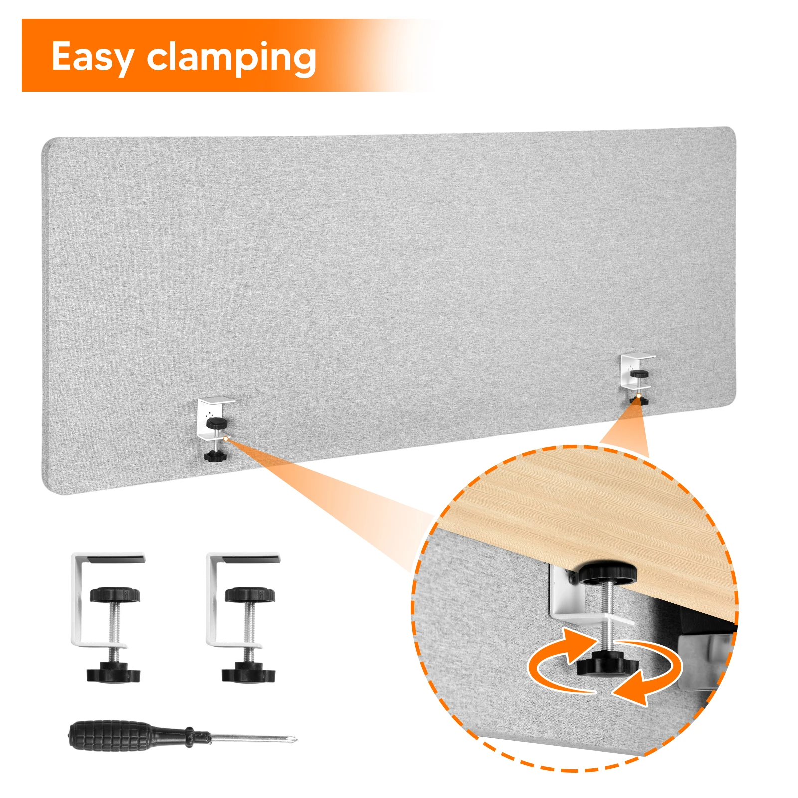 2 Pack Desk Divider Privacy Panel Clamp-on 61 X 24 Inch Cubicle Partition Panel with 4 C-Type Clamps for Office Home Library
2 Pack Desk Divider Privacy Panel Clamp-on 61 X 24 Inch Cubicle Partition Panel with 4 C-Type Clamps for Office Home Library