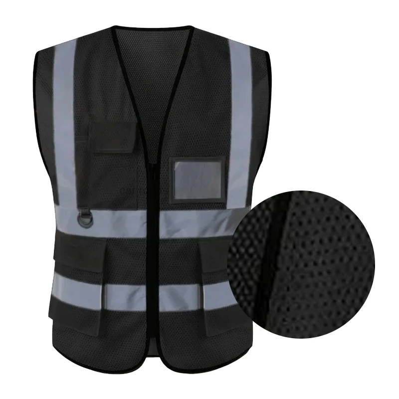 Mesh Black Safety Vest Construction Vest Workwear with Pockets and Zipper Summer Breathable Work Vest
Mesh Black Safety Vest Construction Vest Workwear with Pockets and Zipper Summer Breathable Work Vest