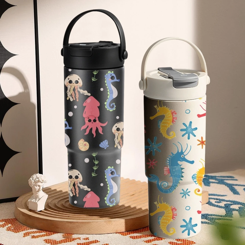 Seahorses Pattern Vacuum Flasks 700ml Ceramic Lined Vacuum Insulated Tumbler with Tea Infuser & Hidden Straw
Seahorses Pattern Vacuum Flasks 700ml Ceramic Lined Vacuum Insulated Tumbler with Tea Infuser & Hidden Straw