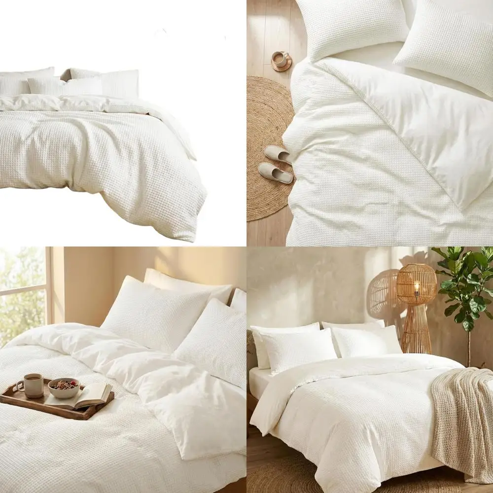 Комплект пододеяльников Queen Size из 100% хлопка вафельного плетения — роскошное дышащее белое постельное белье из 3 предметов с 2 подушками Shams, 90x90
Комплект пододеяльников Queen Size из 100% хлопка вафельного плетения — роскошное дышащее белое постельное белье из 3 предметов с 2 подушками Shams, 90x90